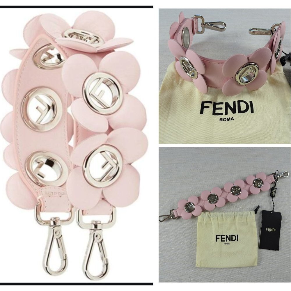 Fendi Roma Pink Leather Mini Strap You Flower Designer NEW